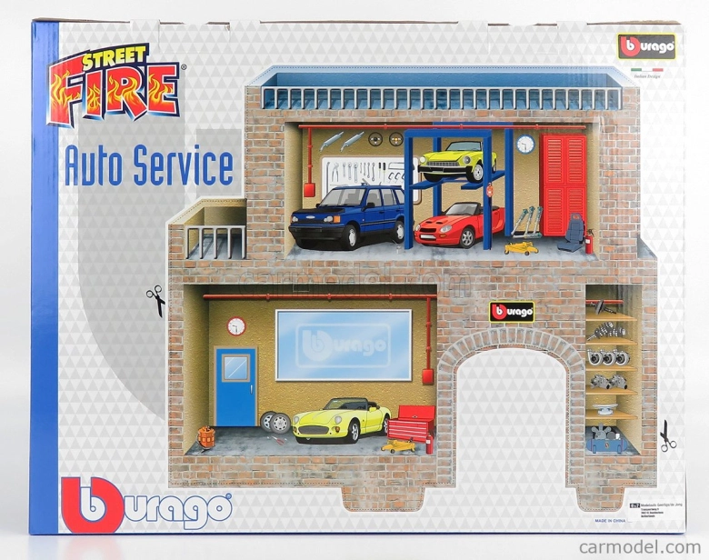 Bburago Accessories Diorama – Čerpacia stanica s Fiat 500l 1:43