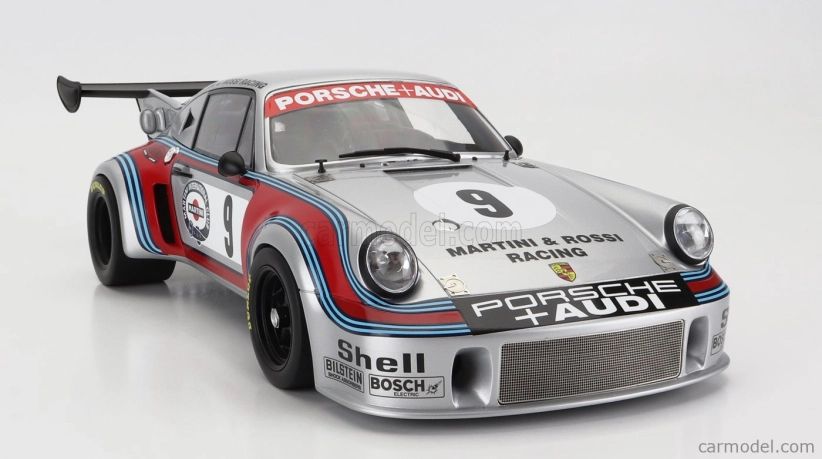 Cmr Porsche 911 930 Carrera Rsr Turbo 2.1l Team Martini & Rossi Racing N 9 2nd 6h Watkins Glen 1974 G.v.lennep - H.muller 1:12 Stříbrná Červená Modrá