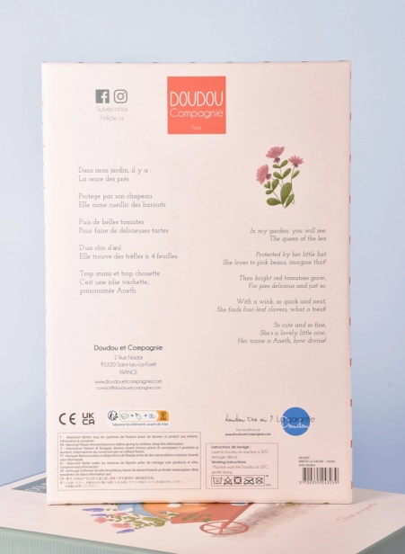 Doudou Dárková sada Plyšová kravička Aneth s dečkou zelená 28 cm