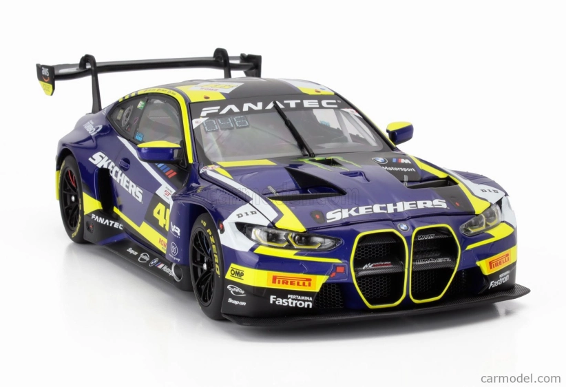 Minichamps BMW radu 4 M4 Gt3 Team Wrt N 46 4h Le Castellet 2024 Valentino Rossi - Maxime Martin - Raffaele Marciello 1:18 Modrá Žltá Čierna