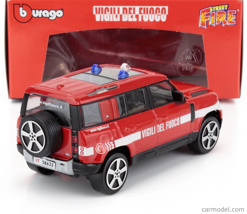 Bburago Land rover New Defender 110 Vigili Del Fuoco 2022 1:43 Červená Bílá