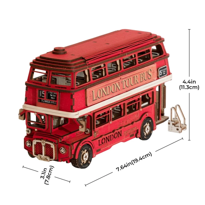 RoboTime 3D drevená skladačka Londýnsky double-decker