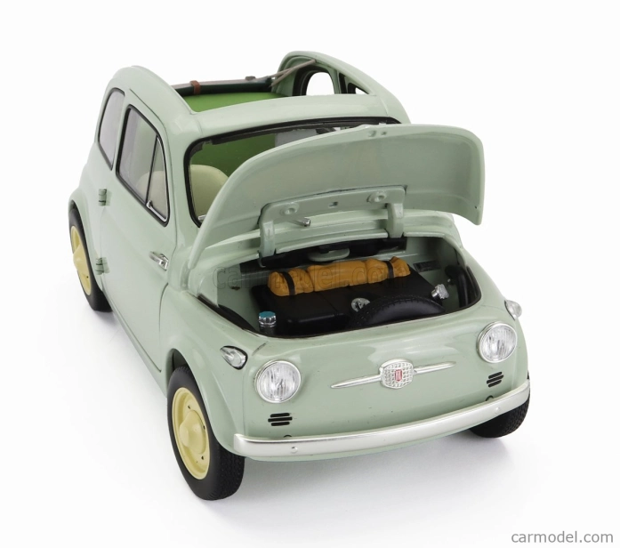Kyosho Fiat 500 D Cabriolet Open 1960 1:18 Verde Chiaro - Světle Zelená