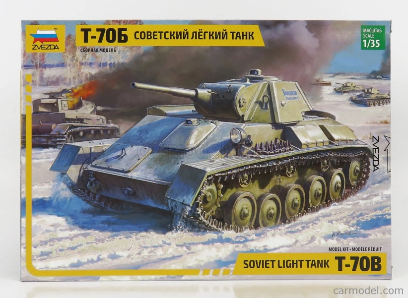 Zvezda Tank T-70b Soviet Light Tank Military 1942 1:35 /
