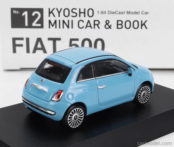 Kyosho Fiat Nuova 500 2007 With Book 1:64 Světle Modrá