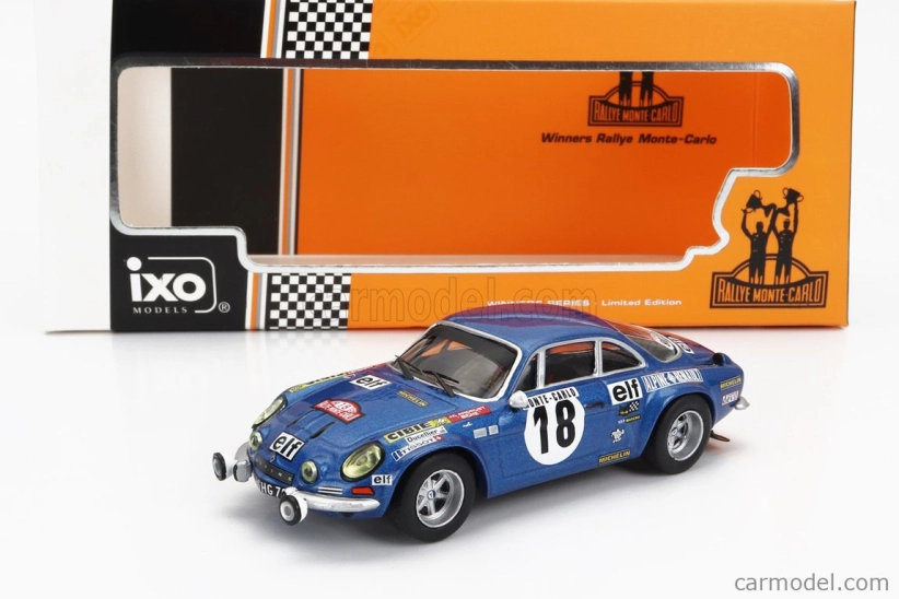 Ixo-models Renault Alpine A110 1800s N 18 Winner Rally Montecarlo 1973 1:43, modrá