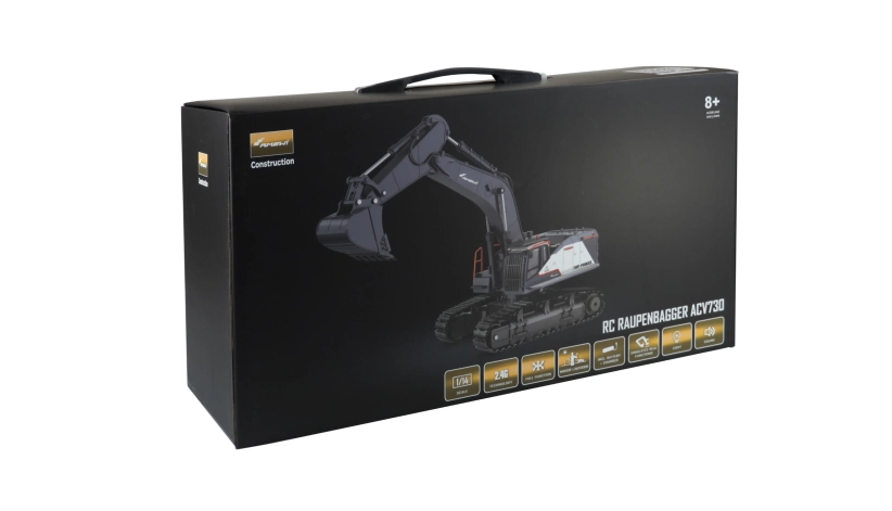 RC pásový profi bagr s kovovou lžící ACV 730, bílá