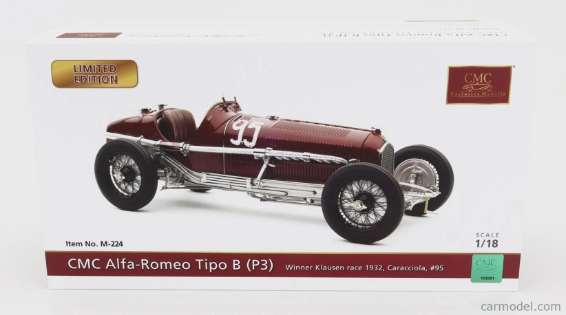 Cmc Alfa romeo F1 P3 N 95 Winner Klausenrennen Gp 1932 Rudolf Caracciola 1:18 červená