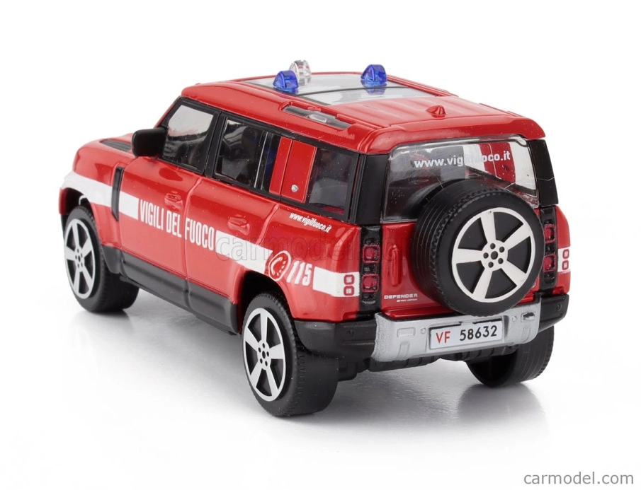 Bburago Land rover New Defender 110 Vigili Del Fuoco 2022 1:43 Červená Bílá