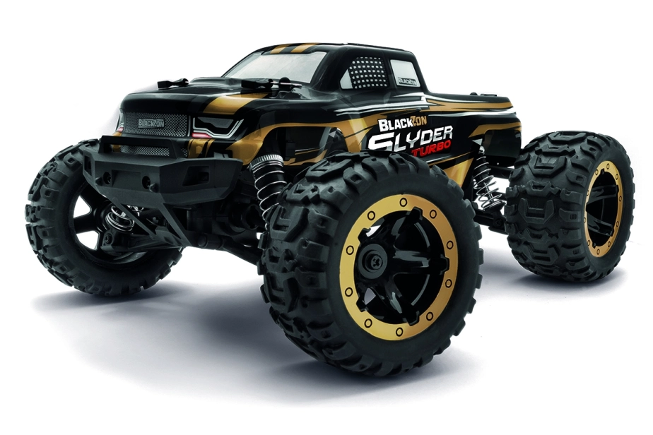 ROZBALENO-RC auto Slyder MT Turbo 1/16 4WD 2S Brushless, zlatá