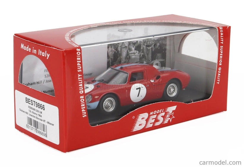 Best-model Ferrari 250lm 3.3l V12 N 7 Winner 12h Reims 1964 Graham Hill - Joachim Bonnier 1:43 Červená Modrá