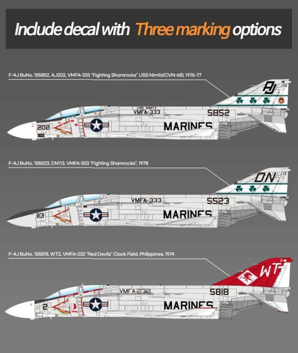 Model Kit lietadlo 12356 - USMC F-4J Phantom II "VMFA-333 Fighting Shamrocks" (1:48)