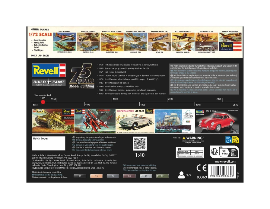 Plastic ModelKit tank 03369 - M4 Sherman - 75 Years Plastic Modelbuilding (1:40)