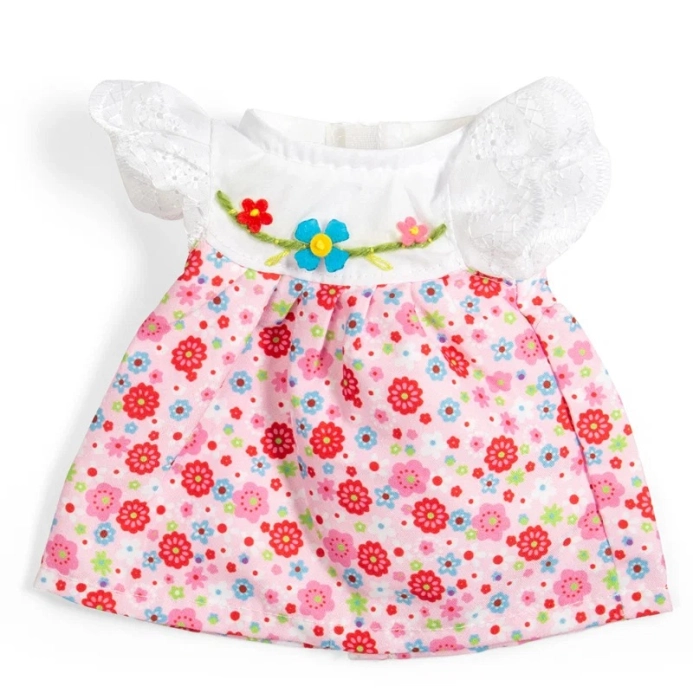 Bigjigs Toys Ružové šaty s čipkovanými rukávmi pre bábiku 28 cm