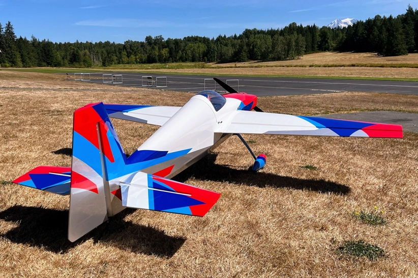 RC letadlo 104" Laser EXP V2 2,69m, červená/modrá/bílá