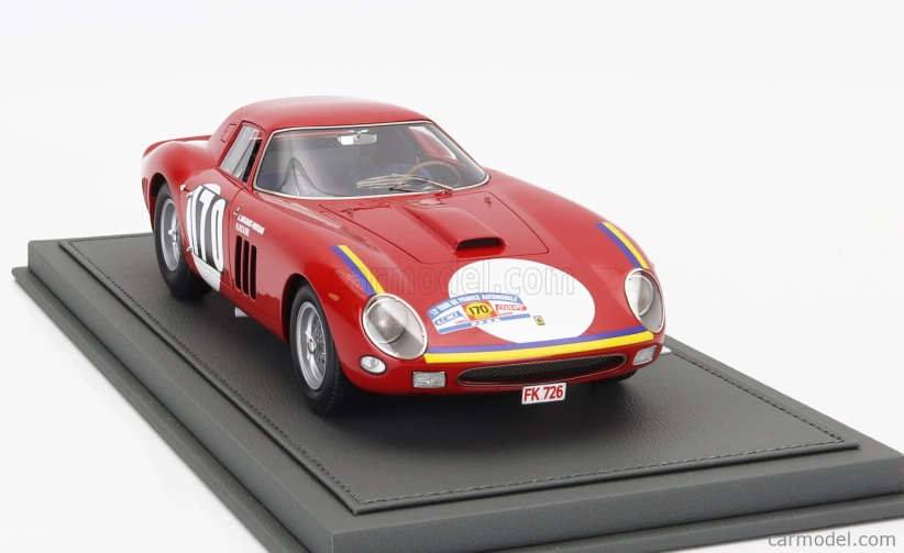Bbr-models Ferrari 250 Gto Coupe N 170 Tour De France 1964 Annie Soisbault - Nicole Roure - Con Vetrina - With Showcase 1:18 Red