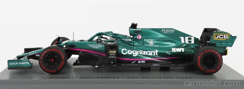 Spark-model Aston martin F1 Amr21 Mercedes M12 Eq Power+ Team Cognizant Formula One N 18 Abu Dhabi GP 2021 Lance Stroll - 100. GP 1:43 Green