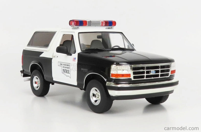 Greenlight Ford usa Bronco Oklahoma Highway Patrol Police 1996 1:18 Černá Bílá