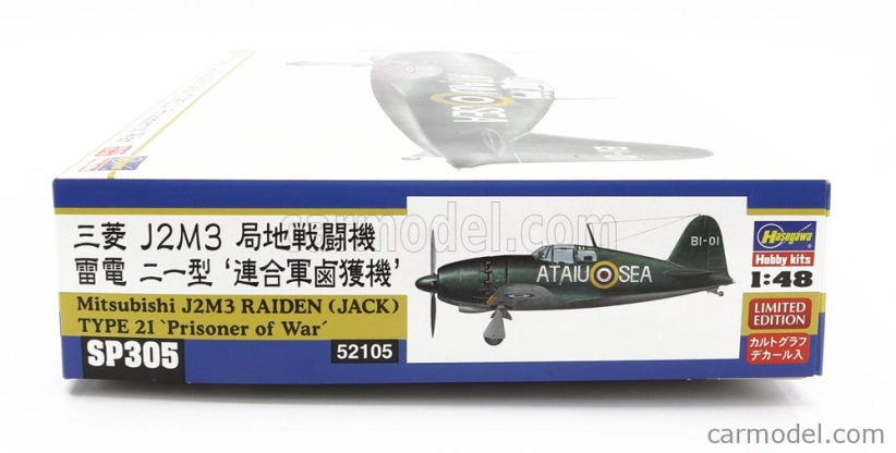 Hasegawa Mitsubishi J2m3 Raiden Type 21 Prisoner Of War Military Airplane 1942 1:48 /