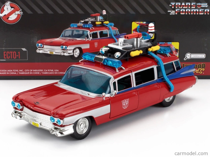Jada Cadillac Series-62 Ecto-1 Ghostbusters Transformers 1984 1:24 Červená