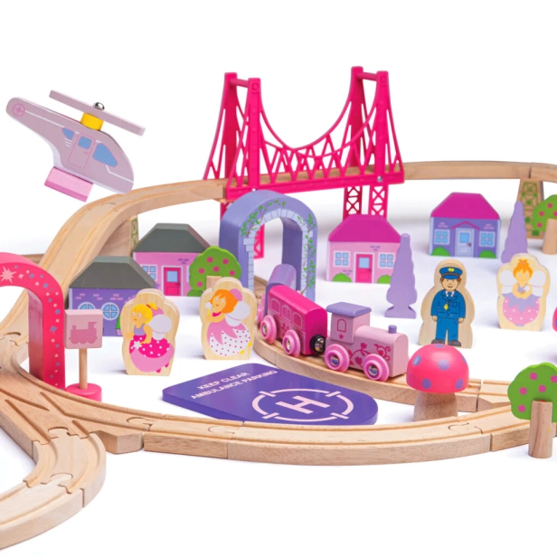 Bigjigs Rail Veľká drevená vláčiková dráha pre princezné - poškodený obal