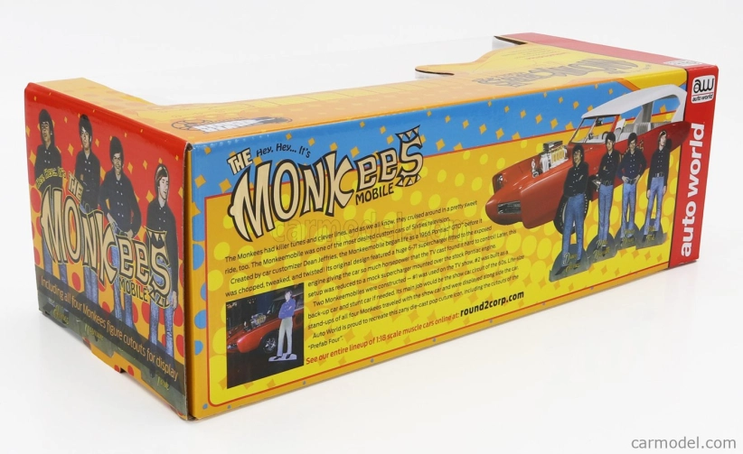 Autoworld Pontiac Gto Convertible Monkeemobile - The Monkees 1966 1:18 Červená Bílá