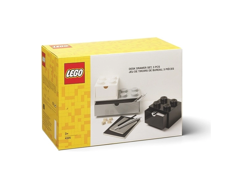 LEGO stolový box so zásuvkou Multi-Pack 3 ks, čierna/biela/sivá