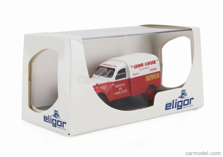 Eligor Citroen 2cv Van Benhur - Le Grande Cirque De France - Service Publicitaire 1:43 Červená Bílá