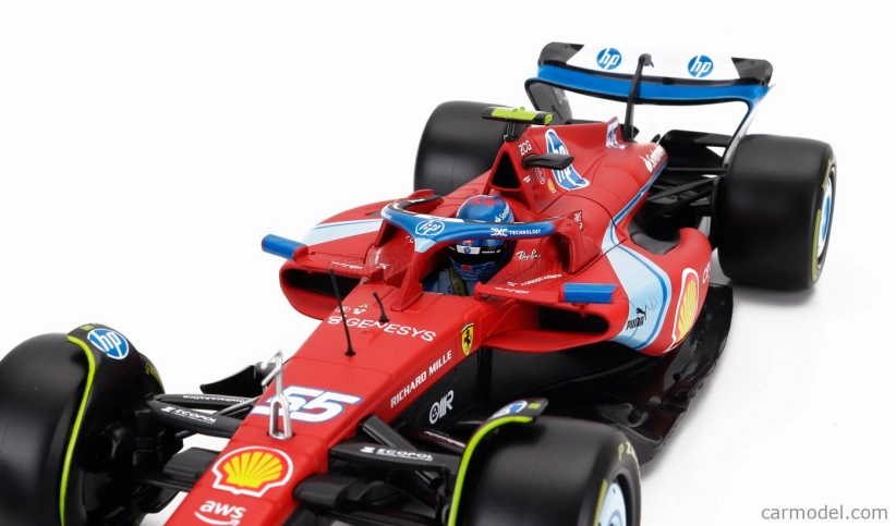 Bburago Ferrari F1  Sf-24 Team Scuderia Ferrari N 55 5th Miami Gp 2024 Carlos Sainz 1:18 Červená Černá Světle Modrá