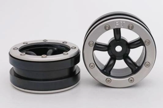 Kovové Beadlock CNC disky 1,9 PT Safari Black/Silver, 2 ks