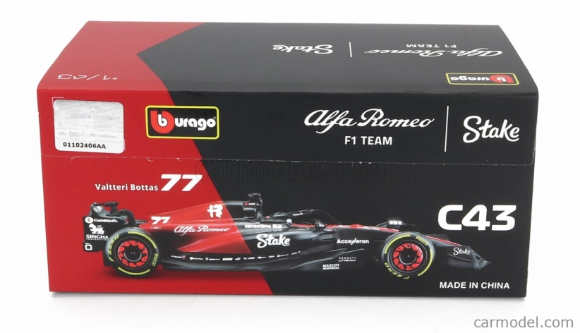 Bburago Alfa romeo F1 C43 Team Stake N 77 Season 2023 Valtteri Bottas 1:43, černá
