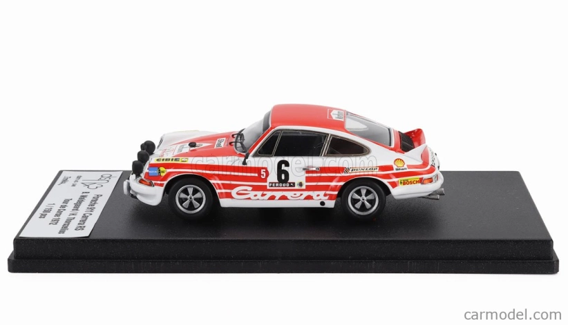 Trofeu Porsche 911 Carrera Rs Coupe (night Version) N 6 Rally Tour De Corse 1972 Bjorn Waldegaard - Hans Thorszelius 1:43 Bílá Červená