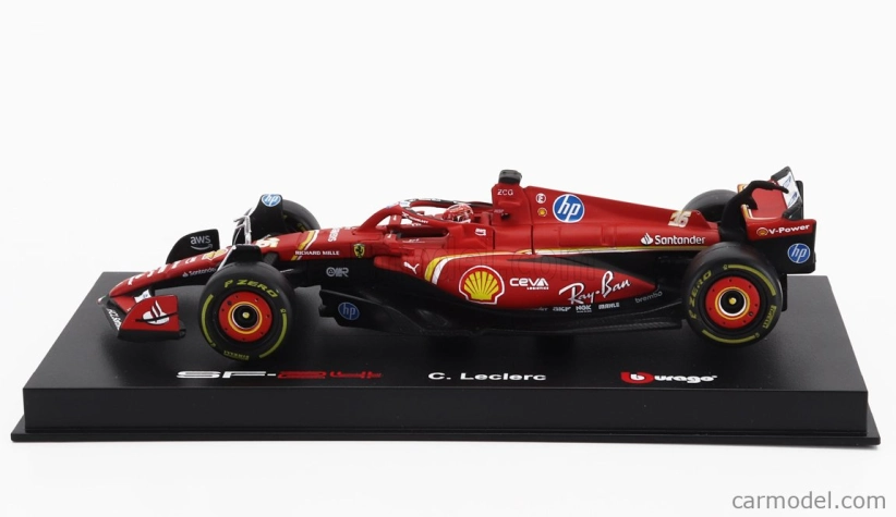 Bburago Ferrari F1 Sf-24 Team Scuderia Ferrari N 16 4th Emilia Romagna Imola Gp 2024 Charles Leclerc – With Pilot And Showcase 1:43 červená čierna