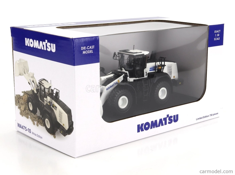 Universal hobbies Komatsu Wa475-10 Ruspa Gommata Tractor Scraper 2010 1:50 biela čierna