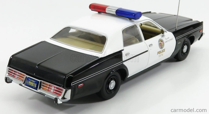 Greenlight Dodge Monaco Police 1977 s figúrkou T-800 - Terminátor 1 1984 1:18 Black White