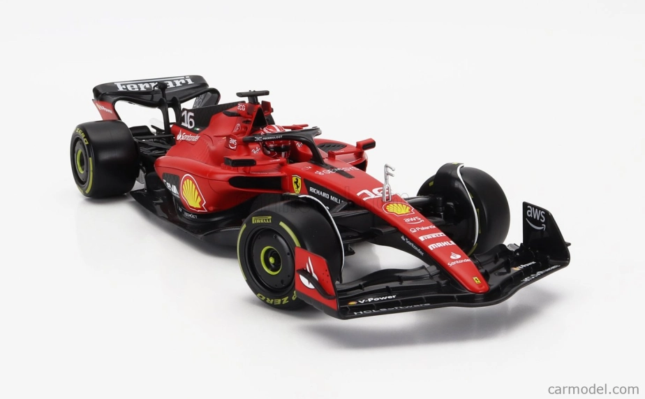 BAZAR - Bburago Ferrari F1 Sf-23 Team Scuderia Ferrari N 16 Season 2023 Charles Leclerc - Con Vetrina - With Showcase - Exclusive Carmodel 1:18 Červená Černá