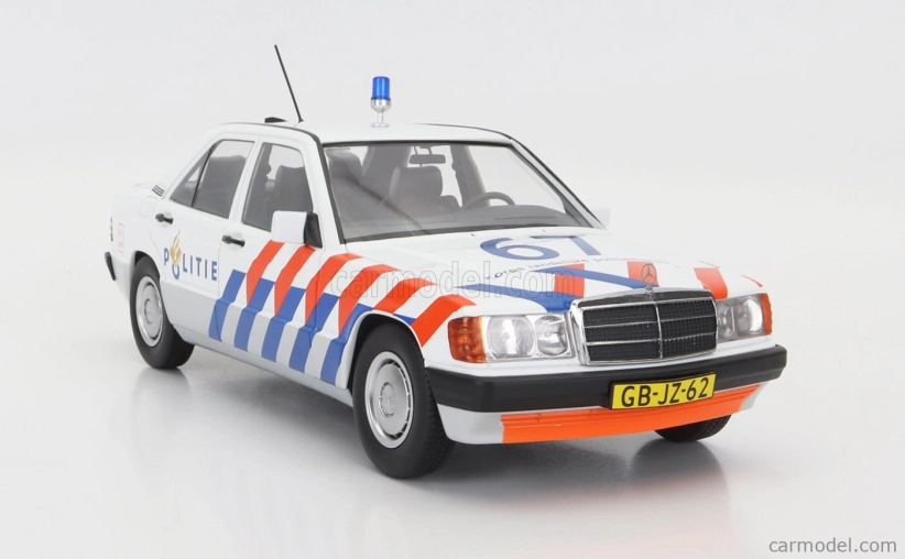 Triple9 Mercedes benz 190e (w201) N 67 Police Dutch 1993 1:18 Bílá Modrá Červená
