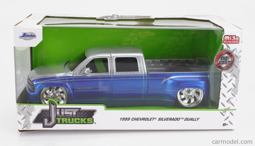 Jada Chevrolet Silverado Pick-up Dually 1999 1:24 Modrá strieborná