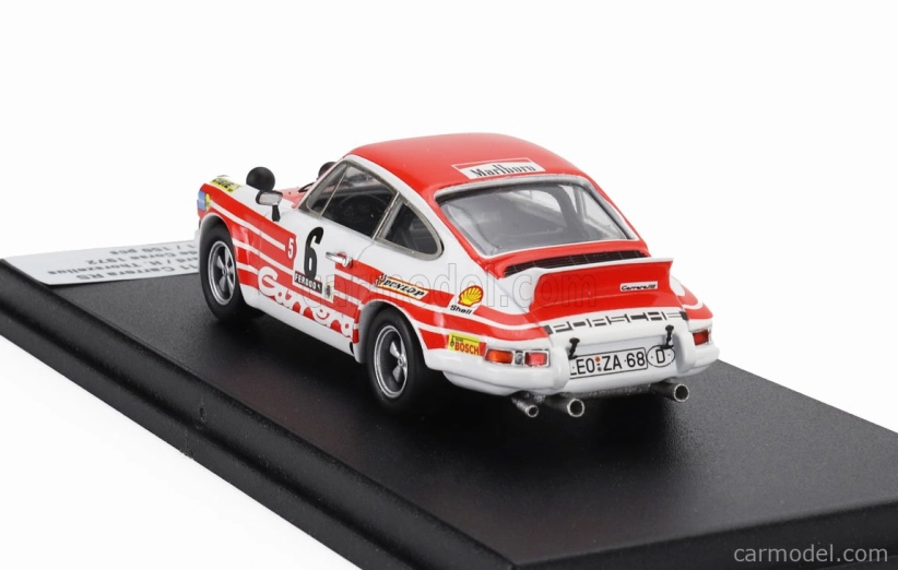 Trofeu Porsche 911 Carrera Rs Coupe (night Version) N 6 Rally Tour De Corse 1972 Bjorn Waldegaard - Hans Thorszelius 1:43 Bílá Červená