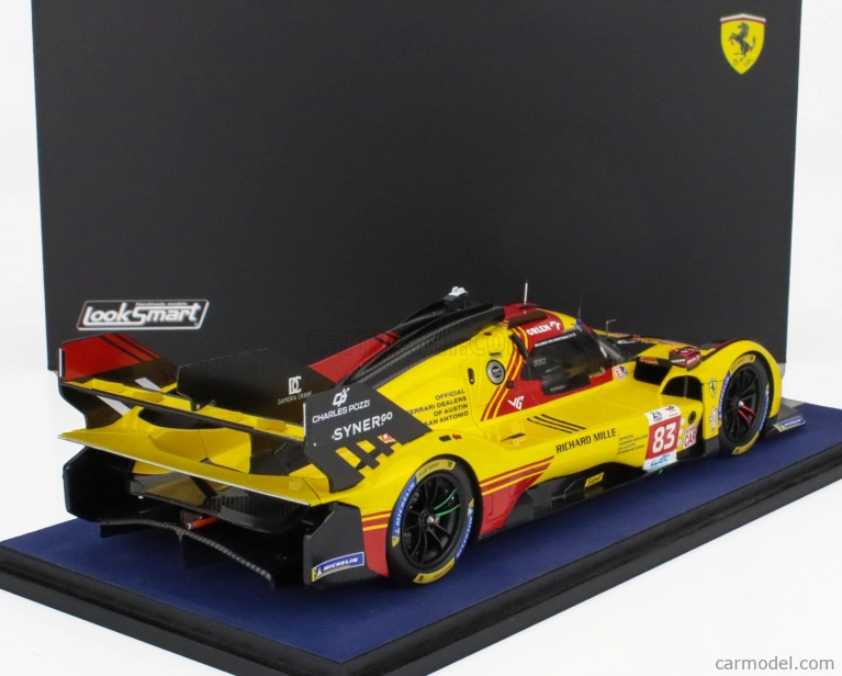 Looksmart Ferrari 499p 3.0l Turbo V6 Team Af Corse N  83 24h Le Mans 2024 Robert Kubica - Robert Shwartzman - Yifei Ye 1:18 Žlutá Červená