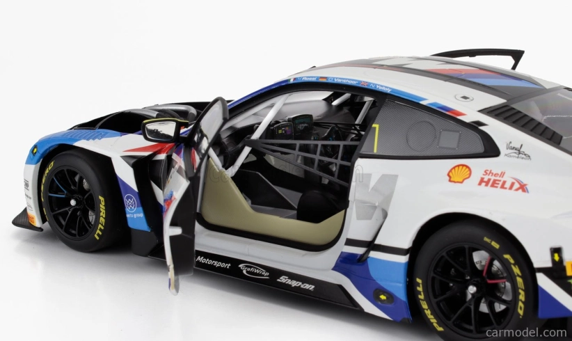 Minichamps BMW 4-series M4 Gt3 Team Wrt N 46 Gulf 12h Abu Dhabi 2023 Valentino Rossi - Nick Yelloy - Dries Vanthoor 1:18 Bílá Černá Modrá