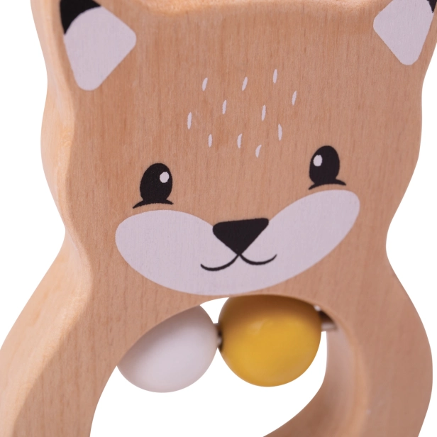 Bigjigs Detská drevená hrkálka Fox