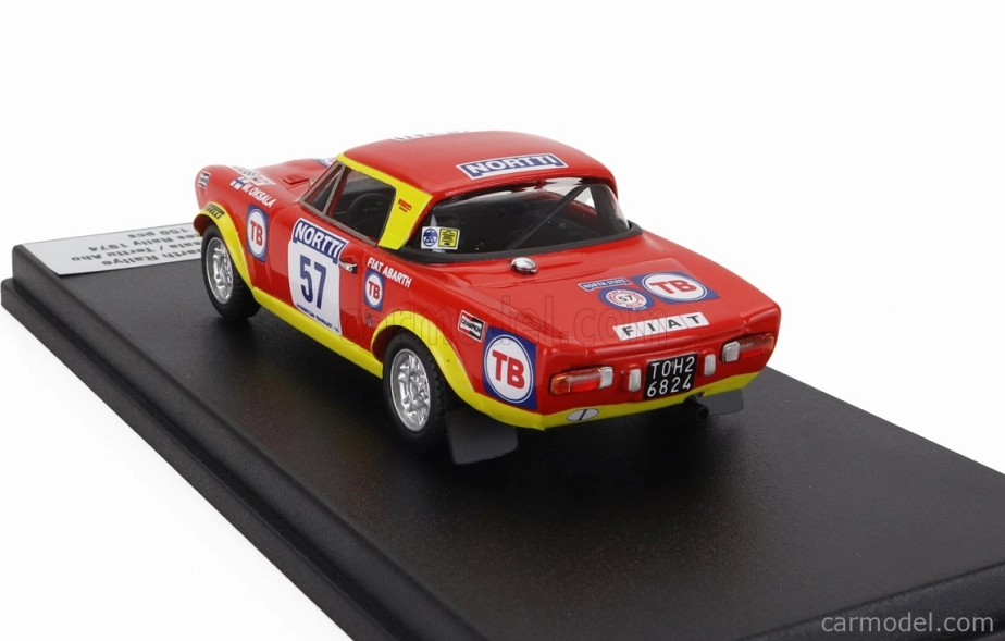 Trofeu Fiat 124 Abarth (night Version) N 57 Rally 1000 Lakes 1974 Marketta Oksala - Terttu Aho 1:43 Červená Žlutá