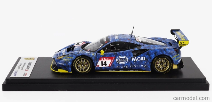 Looksmart Ferrari 488 Gt3 Evo 3.9l Turbo V8 Hella Pagid Racing One Team N 14 24h Nurburgring 2021 Christian Kohlhaas - Stephan Kohler - Mike Jager - Norbert Schneider 1:43 Blue