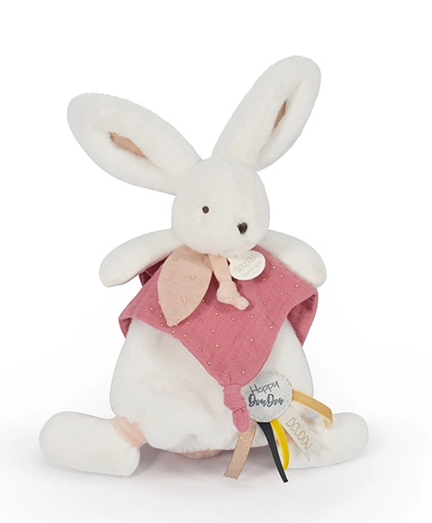 Doudou Plyšový zajačik s muchotrávkou 25 cm staroružový
