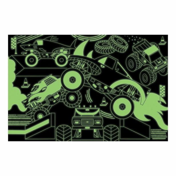 Mudpuppy Puzzle Monster Trucks - zářící ve tmě 100 dílků