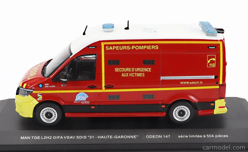 Odeon MAN Tge L2h2 Gifa Vsav Sdis 31 Haute-garonne Vehicule De Secours Et D'assistance Aux Victimes Sapeurs Pompiers 2020 1:43 Červená Biela Žltá
