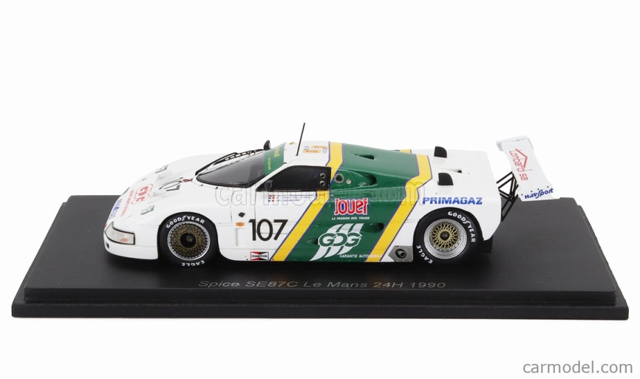 Spark-model Spice Se87c 3.3l V8 Team P.a.lombardi N 107 24h Le Mans 1990 Pierre Alain Lombardi - Denis Morin - Ferdinand De Lesseps 1:43 Bílá Zelená