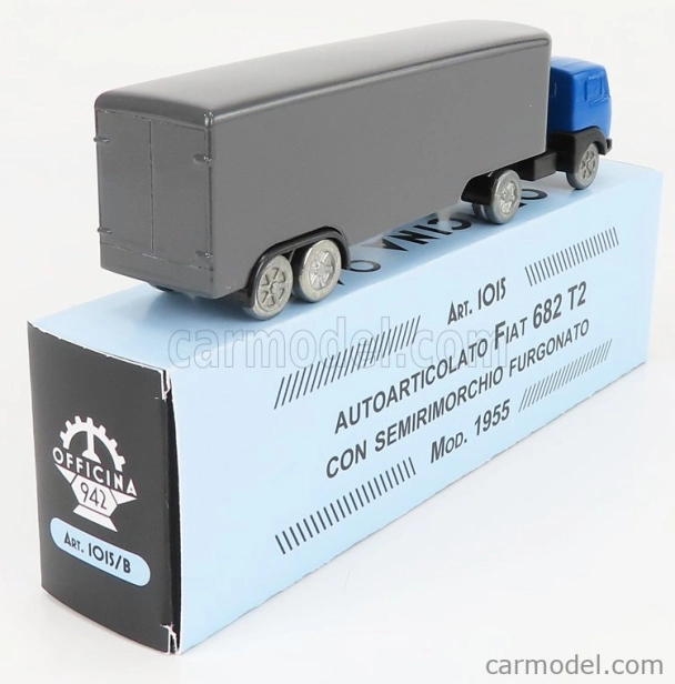 Officina-942 Fiat 682 T2 Truck Semirimorchio Furgonato 1955 1:76 Modrá strieborná