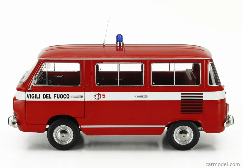 Mitica-diecast Fiat Fiat 850 Familiare Vigili Del Fuoco 1970 - Interno Brown 1:18 Red